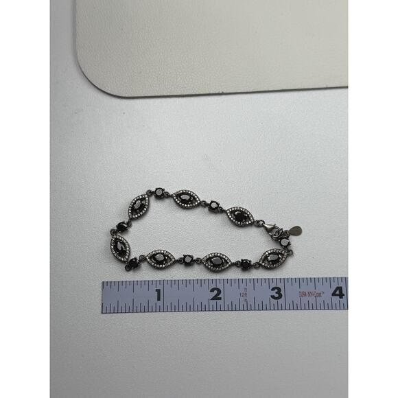Black Stone Sterling Silver Bracelet 7"-8" - Picture 2 of 6